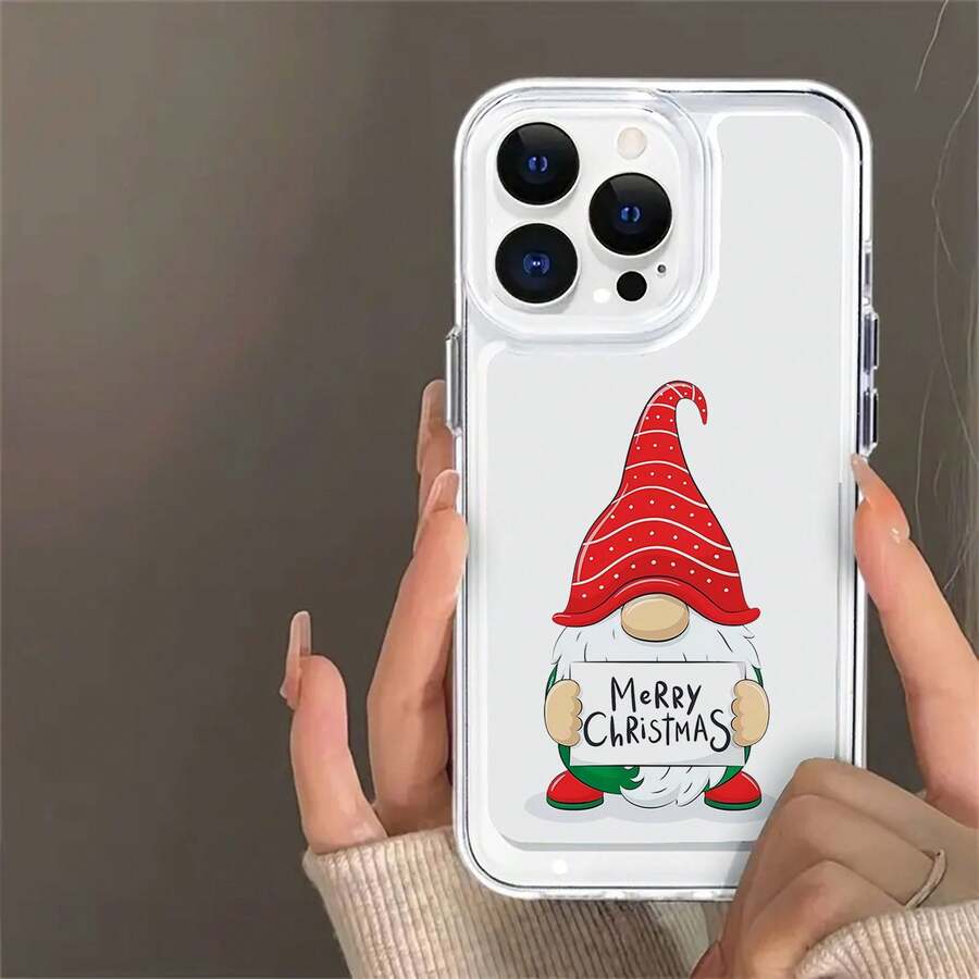 Funda para móvil con diseño de gnomo navideño. Compatible con teléfonos , 17, 16 Pro Max, 15 Pro Max, 13 y 12. Fabricada en TPU para una protección eficaz contra golpes y caídas. Un regalo ideal para familiares y amigos en estas fiestas de invierno y Navidad. - transparente - Ver 1