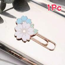 1/2/3pcs Cherry Blossom Shaped Paper Clips, Cherry Blossom Metal Bookmarks, Pink & Blue Petal Paper Clips Suitable For Books/Notebooks, Metal Petal Paper Clips - Multicolor - View 13