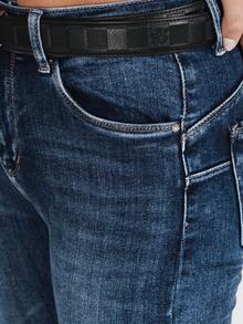 Hochgeschnittene, schmal geschnittene Damenjeans mit Hüftlift – elastische, schmale Passform, klassisches Fünf-Taschen-Design, bequem und vielseitig, geeignet für lässige und elegante Alltagslooks. - marineblau - Übersicht 4
