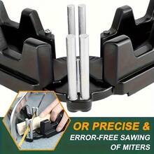 一款二合一斜角测量工具，集角度测量、量角器和锯切角度测量于一体，适用于家居装饰、木工、专业木工工具，配备锯切量角器，便携式二合一斜切测量和切割工具 - 可精确切割高达 180 度的角度，黑色塑料材质，是木工和 DIY 项目的理想之选，无需电池，适用于木工斜切锯。