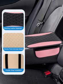 1 pieza Cubierta de consola central de coche, cubierta de reposabrazos de cuero con 2 bolsas de almacenamiento, almohadilla universal de reposabrazos de asiento de coche, accesorios interiores de coche, protector para la mayoría de los vehículos, almohadilla de reposabrazos central, almohadilla de caja de reposabrazos central, cubierta de caja de reposabrazos de cuero PU con estampado de flores de dos colores y elástica