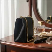 Kit 2 Square Bags Women's Handbag Shiny Party Chain Shoulder Strap With Glitter Blogger - Black - View 6