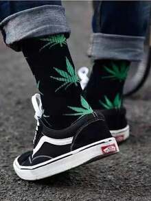 3 أزواج جوارب متوسطة الطول للشارع والهيب هوب بنمط أوراق القيقب، مناسبة للجنسين