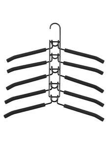 5 Packs Metal Heavy-Duty Space-Saving Coat Hangers, 5-In-1 Multi-Layer, With Non-Slip Foam Padding, For Coats, Sweaters, Suits And T-Shirts