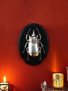 1件银色甲虫系列装饰挂件，黑色椭圆形甲虫造型ABS树脂手工墙饰，昆虫爱好者、昆虫博物馆、主题派对装饰、家居墙饰的理想之选 - 銀色 - 查看 10