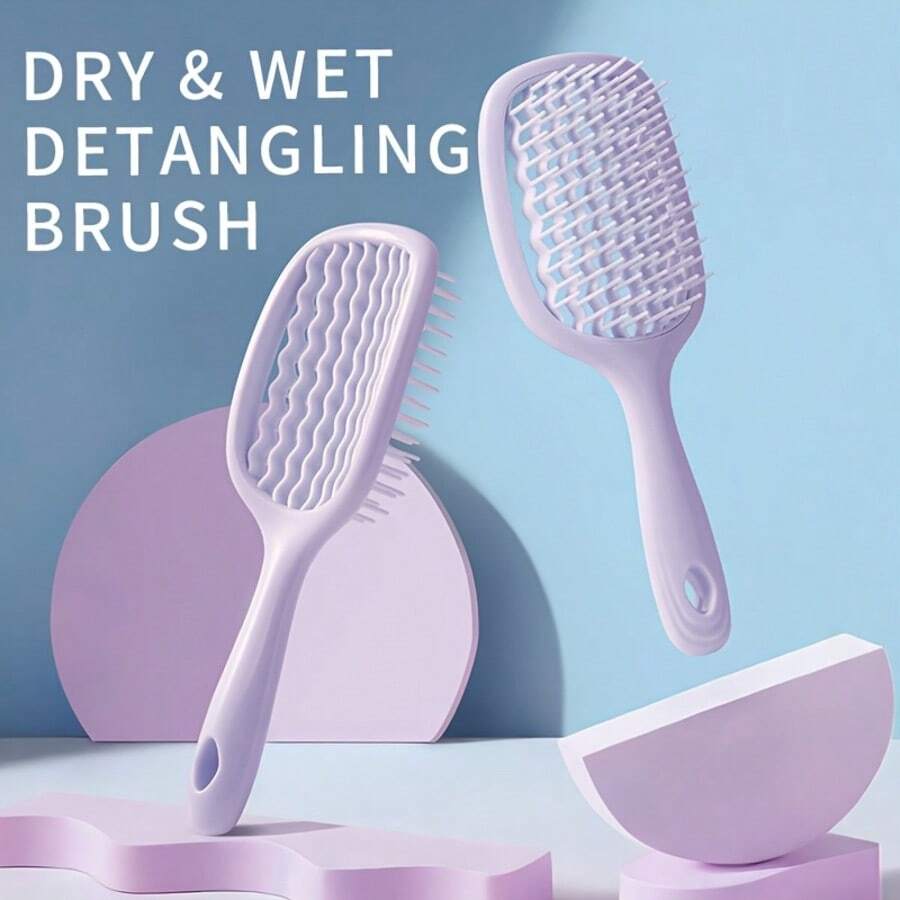 Unisex Square Hollow Hair Brush, Wide-Tooth Comb, Easy Lint Removal And Scalp Massage, Ventilated Lint Removal Wet Hair Brush, Elastic Comb Suitable For All Hair Types Wet And Dry Hair