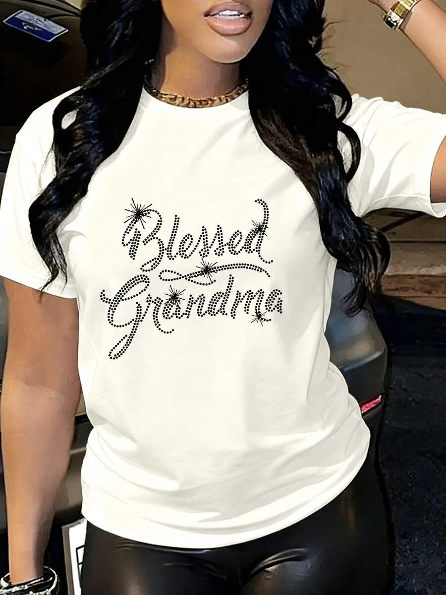 Camisetas de cuello redondo de manga corta casual para mujeres camisetas de manga corta casual camisetas de moda y comodidad - Beis - Ver 1