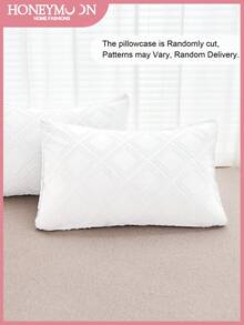 1 pieza Funda de almohada bordada con rombos blancos por un solo lado, suave y esponjosa, adecuada para la sala de estar, el dormitorio, la decoración del hogar, la funda de cojín del sofá, la funda de almohada para el coche, para todas las estaciones, certificada Oeko-Tex