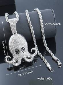 1 mặt dây chuyền hình động vật bằng hợp kim đính đá toàn bộ kèm vòng cổ xích bện 22 inch, phụ kiện Hip Hop thời trang dành cho cả nam và nữ - mặt dây chuyền động vật - Xem 24