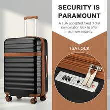 PP Hardshell Luggage 20 24 28 Inch Carry On Cabin Suitcase Expandable TSA Lock 360 Spinner Wheels Lightweight 3 Piece Set Check In Travel Holiday - Black - View 6