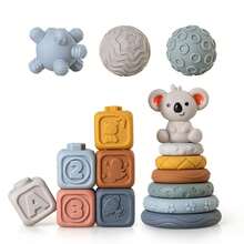 Baby Soft Rubber Cube Building Blocks Stacking Rings Sensory Squeeze Ball Toys - Multicolor - View 31