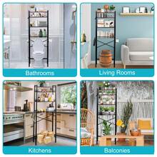 The Toilet Storage Rack,4-Tier Over Toilet Bathroom Organizer Shelf Adjustable Bathroom Shelf Over Toilet With Paper Holder And 4 Hooks, Brown - 棕色 - 查看 6