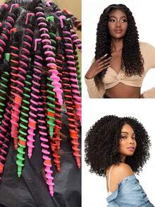 螺旋卷发棒，螺旋卷发棒套装，塑料螺旋卷发棒，螺旋卷发棒，塑料螺旋卷发棒，DIY美发工具，螺旋波浪卷发棒，打造自然波浪卷发，DIY美发工具，沙龙及家用，耐用塑料波浪卷发造型工具 - 彩色 - 查看 2