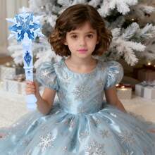 Flashing & Musical Snowflake Magic Wand, Blue/Purple, Suitable For Children's Party Games/Princess Costume Accessories/Stage Props/Pretend Play Music Toys, Surprise Gift For Girls/Birthday/New Year/Holiday/Christmas