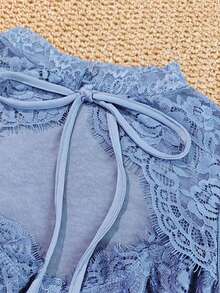 RAHQ 一件时尚Y2K蕾丝网眼鱼骨胸衣露脐上衣，性感修身吊带束身衣，适合派对、节日礼物、圣诞节、情人节、万圣节 - 霧霾藍 - 查看 11