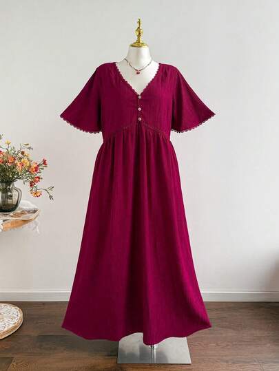 Rusttydustty A Large-Sized Casual Vacation Long V-Neck Loose Dress For Womenboho Easter Beach Outfits Hawaii Music Festival Tropical Vacation