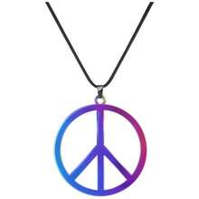 Peace Sign Pendant Necklace Metal 1960s 1970s Hippie Necklace Women Men Dressing Party Accessories - 閃耀 - 查看 1