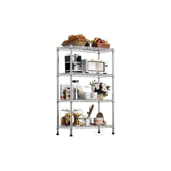 4 - Tier Heavy Duty Metal Storage Shelving Unit 454kg Capacity, Adjustable Wire Organizer Rack Home, Kitchen, Office, Or Garage 35Lx 60Wx 135H