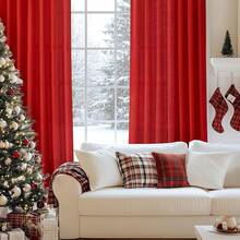 White Privacy Sheer Curtains 84 Inch, Light Filtering 2 Panels Set - Red - View 3