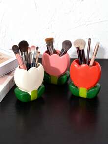 1个郁金香陶瓷笔筒，化妆刷收纳罐，陶瓷桌面装饰品，办公桌收纳盒，文具收纳桶，化妆品整理盒，美容院装饰品 - 彩色 - 查看 4