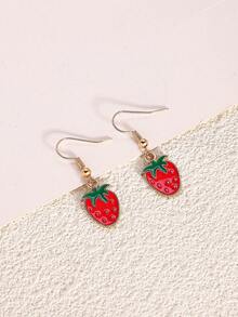 أقراط فراولة للنساء - تصميم ورقة خضراء وحمراء، معدن بلون ذهبي، مجوهرات خفيفة الوزن للملابس اليومية والرسمية، أقراط موضة، تصميم مرح، معدن متين، إكسسوارات متعددة الاستخدامات، طراز أنيق، أقراط بيان، للبالغين والمراهقين