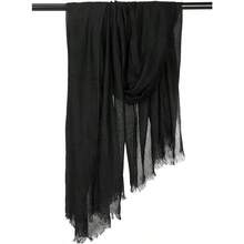 Women Long Lightweight Linen Scarf Shawls Extra Large Soft Beach ShawlsWraps LongSunscreenBodyScarves 76.77*39.37" - 黑色 - 查看 2