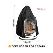 Oxford 210 Double Egg Hanging Chair Cover For Patio, Water Resistant, Durable, Waterproof, For Outdoor Porch Wicker Egg Swing. - Black - View 3