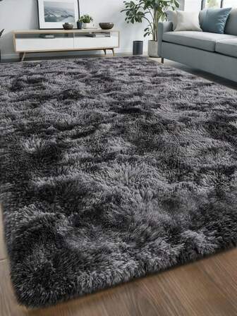 1pc Autumn/Winter New Plush Living Room/Bedroom Carpet, Minimalist Light French Style Nordic Tie-Dye Deep Gray Plush Carpet, Gradient High-End Tie-Dye Style, Dense Plush Fabric Thicker And Super Soft Room Aesthetic Carpet, Autumn/Winter Gift, Solid Color Room Decor, Holiday Party Christmas Valentine's Day Carpet Decor, Home Decor, Living Room/Bedroom/Study/Hallway Carpet, Sound Insulation For Floor, Suitable For Spring, Summer, Autumn, Winter