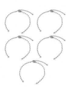 5pcs Personalized Cuban Bracelet,Stainless Steel Chain Adjustable Bracelet DIY Bracelet Jewelry Accessories
