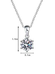 1pc Elegant 925 Sterling Silver 1 Carat 6.5mm Moissanite Pendant Necklace, Suitable For Women's Daily Wear, Wedding, Valentine's Day, Mother's Day, Bridesmaid Gift, Wedding Anniversary, Shiny Jewelry Gift For Her