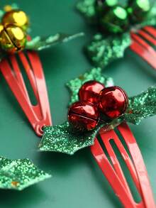 Red Headband Merry Christmas Headband Holiday Hair Hoop Christmas Christmas Bell Hairband Women Headbands Green Silver Hair Accessories - Multicolor - View 5