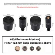 Herramienta de instalación de botones manual WUTA, remaches de hongo silenciosos, prensado manual de ojales (sin/con máquina) herramientas de manualidades DIY - Molde de botón 633 - 4 piezas - Ver 13