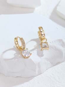 Hihho 1 par de pendientes con colgante de circonita cuadrada, joyería de moda como regalo para mujeres, adecuado para citas