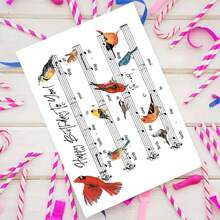 Adult Birthday Greeting Card - Musical Birds On Sheet Music For Nature & Music Enthusiasts (Includes Envelope) - Multicolor - View 6