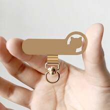 Conjunto de clipes metálicos vazados em formato de gato fofo, conector giratório em aço inoxidável, design em arco que não deforma a capa do celular, moderno e durável, adequado para diversos smartphones. - Multicolorido - Ver 15