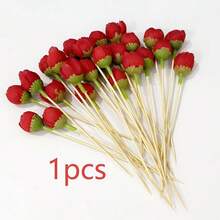 Stuzzicadenti decorativi con fiori di rosa, frutta e fiori artificiali, bastoncini per dessert per feste di compleanno, matrimoni, pomeriggio in casa, accessori da tavola artistici