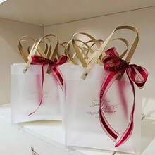 5pcs High Quality Transparent Gift Bags, Suitable For Birthday Party Favors, Valentine's Day Wedding Candy, Bridesmaid Gifts And Graduation Season Gift Packaging Tote Bags - Multicolor - View 2