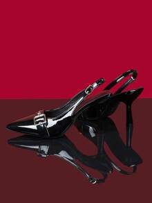 2026 New Style Teenagers' 8.5cm Thin High Heel Peep Toe Fashion Sandals - Black - View 5
