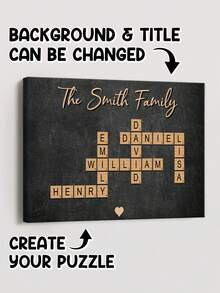 Catygift Customized Name - Instant Family Crossword Game Art - Personalized Framed Canvas Print (Not Celebrity Poster Wall Decor) - Christmas Gift For Family - As Shown - View 9