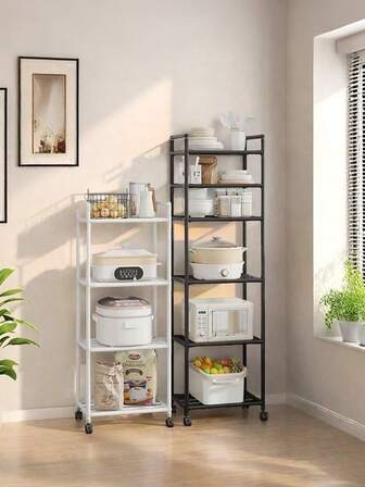 3/4/6-Story Kitchen Storage Rack, Vertical Floor Rack, Multi-Layer Storage Rack With Wheels, Household Shelf, Multifunctional Storage Rack, Bowl Rack, Detachable, Movable, Suitable For Kitchen, Bedroom, Bathroom, Living Room, Etc