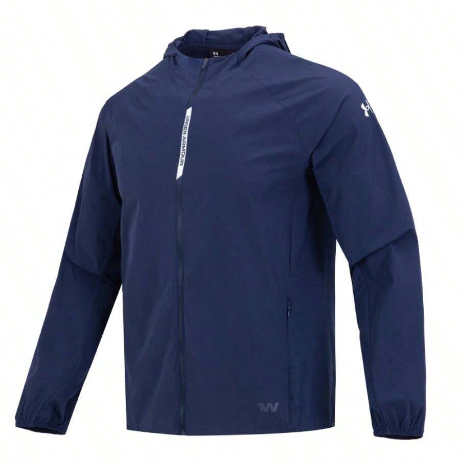 Under Armour 男士宽松连帽夹克，休闲连帽运动外套，适合通勤、户外活动和健身训练 - 藍色/白色 - 查看 1