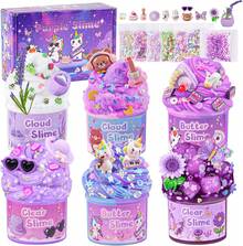 New6 Pack Slimes, Pink Slime Kids, Cloud Slime Kit For Girls Ages 8-12, Toys For Girls And Boys, For Kids Slime Set Party Kit Goodie Bag Stuffers, 4 5 6 7 8 9 10 Year Old Girl Birthday Gift Cute Stuffdecompression Toy CZPP - Lavender - 查看 10
