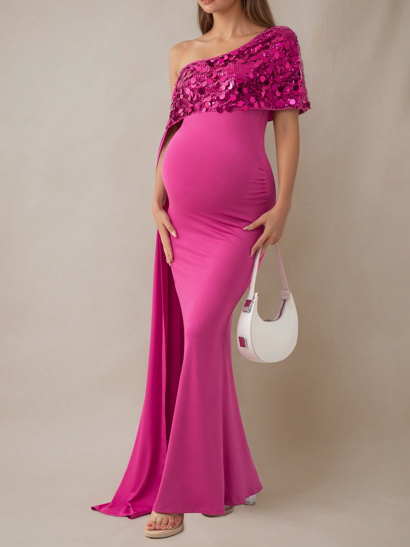 فساتين سهرة رسمية للحوامل من قطع ملونة غير متماثلة...