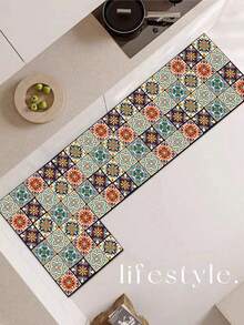 1入組矽膠廚房地墊，彩色印花廚房地墊，輕盈奢華風格，緩震抗疲勞，吸水速干防滑廚房墊和地毯，簡單的矽膠軟墊，適用於廚房、浴室、入口、洗衣房等場所，房間裝飾 - 彩色 - 查看 9
