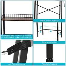 The Toilet Storage Rack,4-Tier Over Toilet Bathroom Organizer Shelf Adjustable Bathroom Shelf Over Toilet With Paper Holder And 4 Hooks, Brown - 棕色 - 查看 5