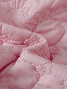 Conjunto de 2 piezas de chaqueta de cárdigan acanalada con cuello Peter Pan y flores 3D + pantalones para niña - Rosa - Ver 9