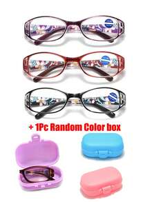 3Pcs Portable Folding Reading Glasses For Women,Oval Frame, Light Eye Glasses,Women's Office Magnification Readers, For Women Men - Casual Chic Lightweight,Flower Printed, Computer&Daily Use,1.0 To 4.0
