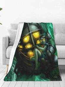 Protective Big Daddy Creative Design Comfortable Warm Flannel Blanket Rapture Infinite Big Daddy Gaming Video - 黑色 - 查看 1