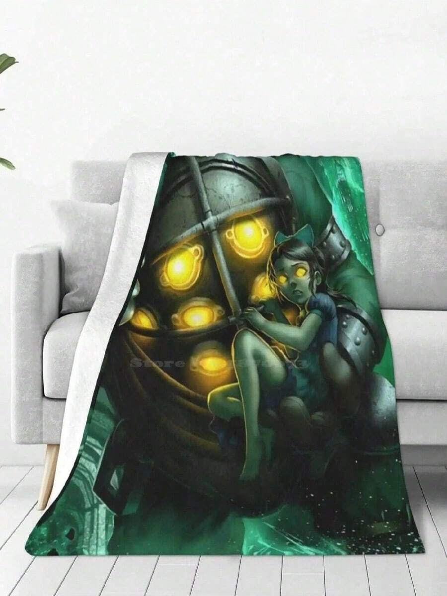 Protective Big Daddy Creative Design Comfortable Warm Flannel Blanket Rapture Infinite Big Daddy Gaming Video - 黑色 - 查看 1