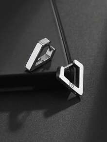 1 par de pendientes minimalistas de acero inoxidable con diseño geométrico - geometría - Ver 5